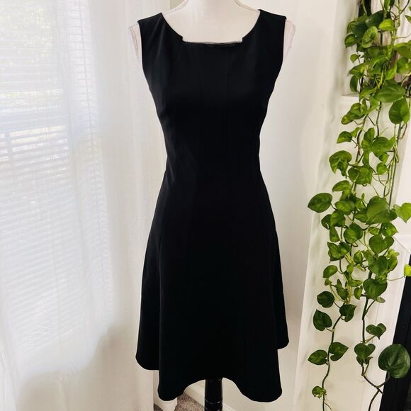 Tahari Black Fit & Flare Sleeveless Fully Lined Dress Secretarycore - Size 8 - Picture 1 of 10